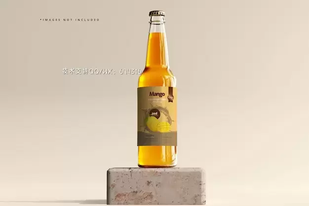 玻璃饮料瓶包装标签设计样机模板[psd]插图