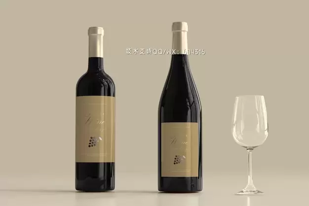 香槟/葡萄酒瓶标签品牌展示样机模板[psd]插图