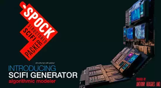 结构化科幻高科技控制台模型生成器Blender插件 Spock V1.0.6 – Structured Scifi Packer