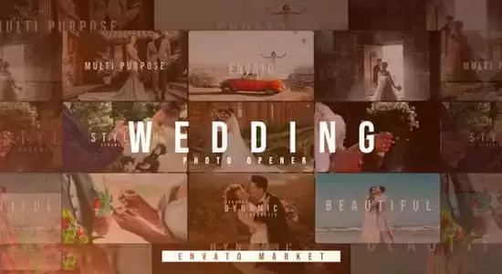 浪漫婚礼爱情照片电子相册图片幻灯片展示开场片头AE模板 Wedding Slideshow