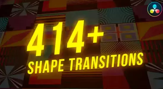 达芬奇模板-414种扁平化彩色图形转场过渡动画预设 Shape Transitions