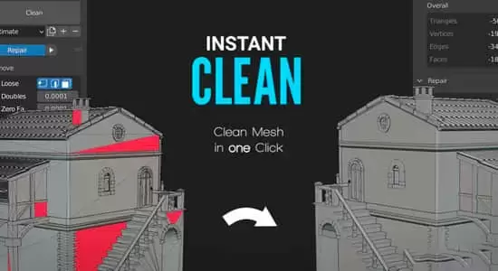 网格清理布线优化Blender插件 Instant Clean V2.0.1插图