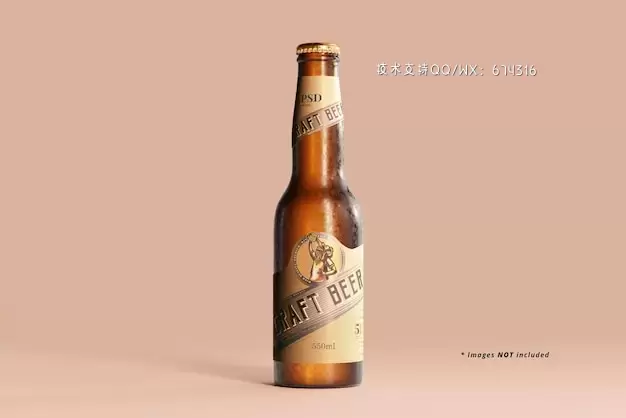 冰镇啤酒玻璃瓶标签包装设计样机模板[psd]插图