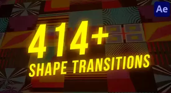 AE/PR模板-414个扁平化彩色图形转场过渡动画预设 Shape Transitions