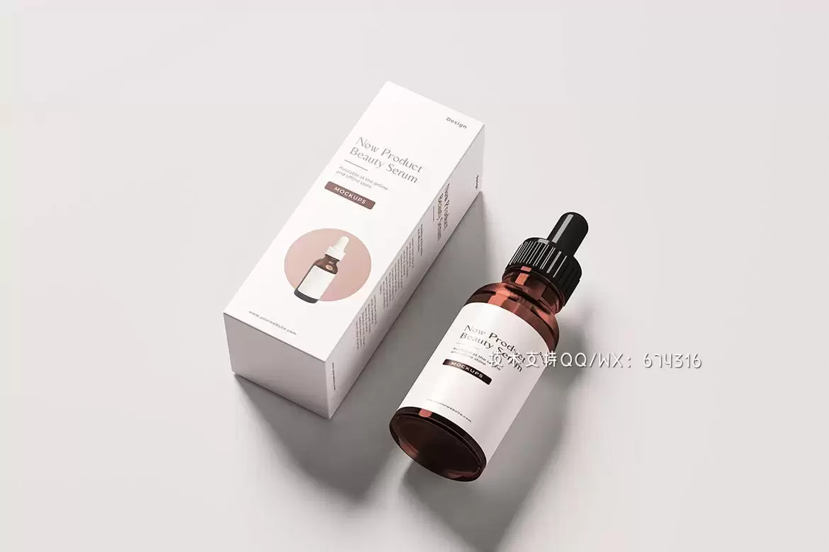 🔴高端时尚专业的高品质滴管瓶化妆品药品包装设计VI样机展示模型mockups插图5