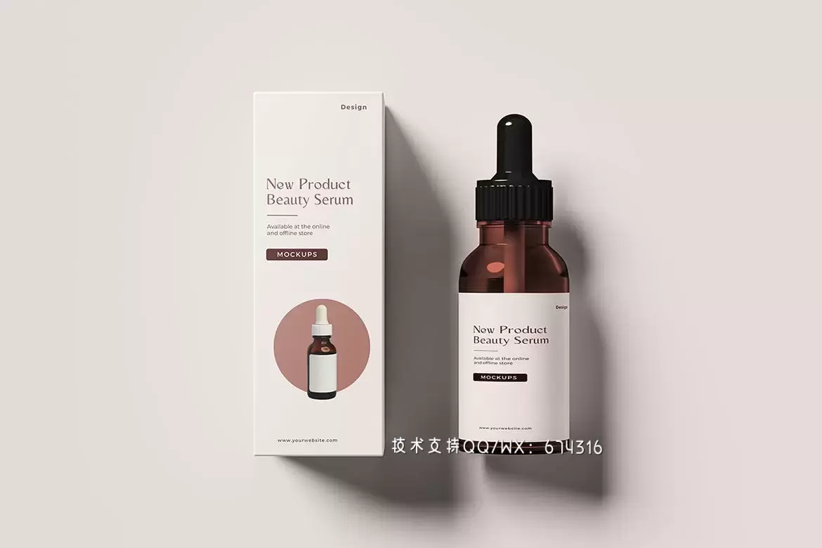 🔴高端时尚专业的高品质滴管瓶化妆品药品包装设计VI样机展示模型mockups插图3