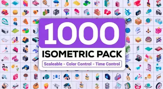 1000个日常生活等距图标动画AE模板 Isometric Icons Pack插图
