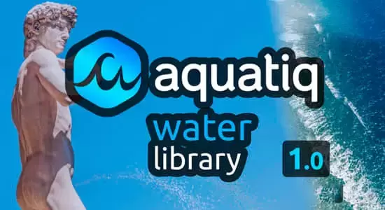 三维水流喷泉大海瀑布特效预设Blender插件 Water Library Aquatiq 1.1.2