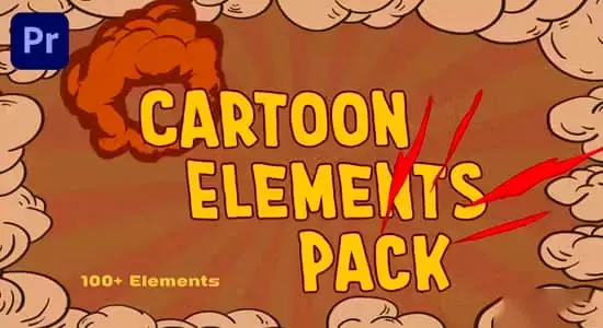 100个二维手绘卡通MG图形动画元素包PR模板 Cartoon Elements Pack