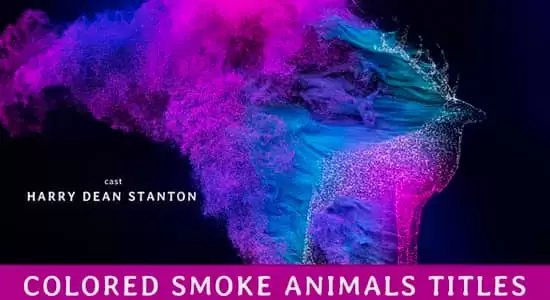 彩色烟雾粒子动物发散文字标题动画AE模板 Colored Smoke Animals Titles插图