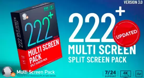 AE模板-222个多画面视频分屏网格组合动画预设 Multi Screen Pack V3