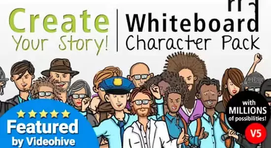 AE模板-专业手绘插图故事白板人物角色包Create Your Story Whiteboard Character Pack