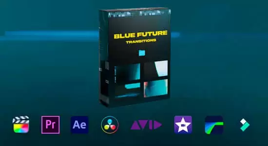 20个蓝色梦幻光效闪烁转场过渡4K视频素材 Blue Future Transition Pack