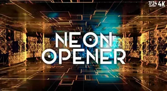 未来数字科技图形空间穿梭图文介绍展示动画AE模板 Neon Opener