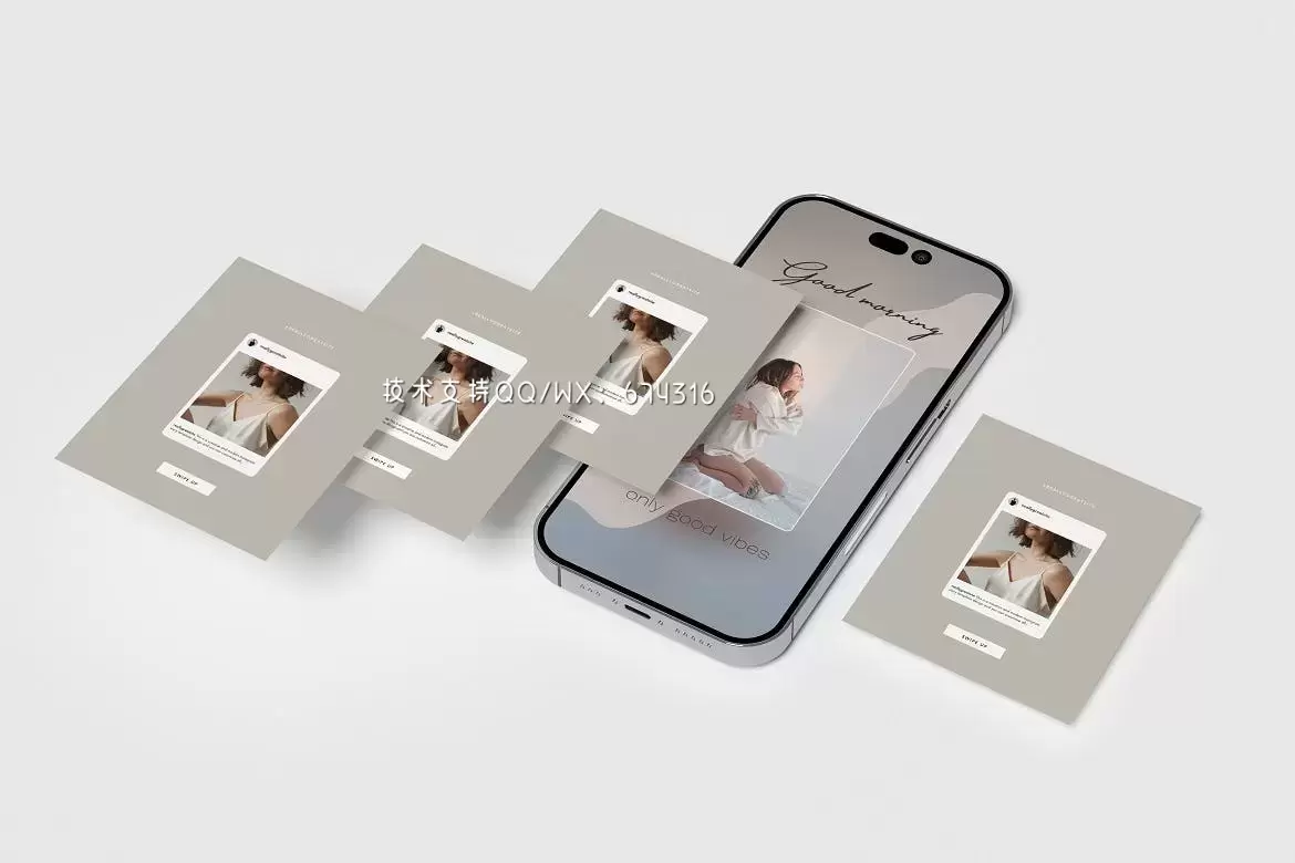 instagram帖子手机屏幕样机 (PSD)免费下载插图1