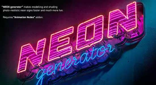 Blender插件-霓虹灯发光特效生成器 Neon Generator