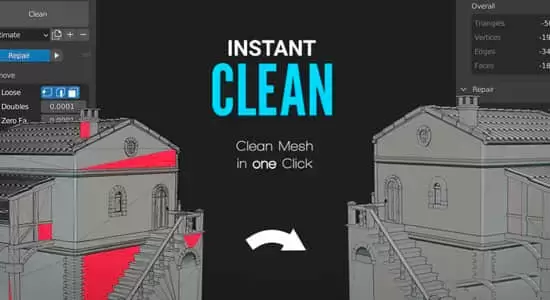 网格清理布线优化Blender插件 Instant Clean V1.2.0插图