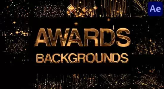 金色粒子元素颁奖典礼开场介绍动画AE模板 Awards Backgrounds