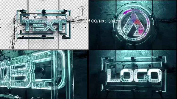 2个酷炫活力的霓虹灯玻璃LOGO标志AE模板视频下载(含音频)