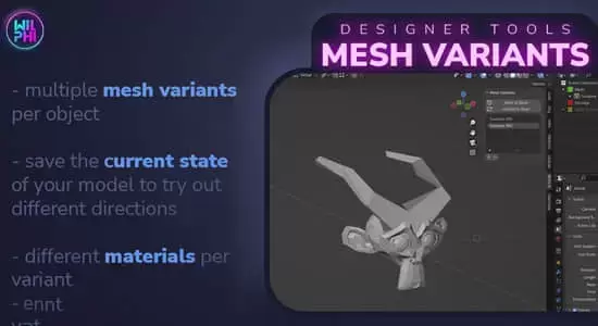 三维模型对象无限网格变体Blender插件 Designer Tools: Mesh Variants V1.0.0插图