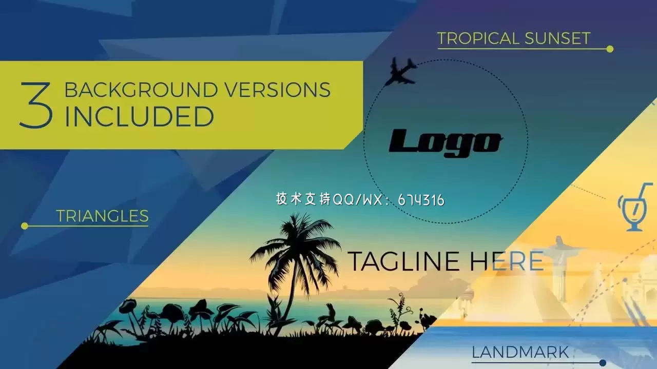 3种独特的旅游标志创意设计宣传AE模板视频下载(含音频)插图