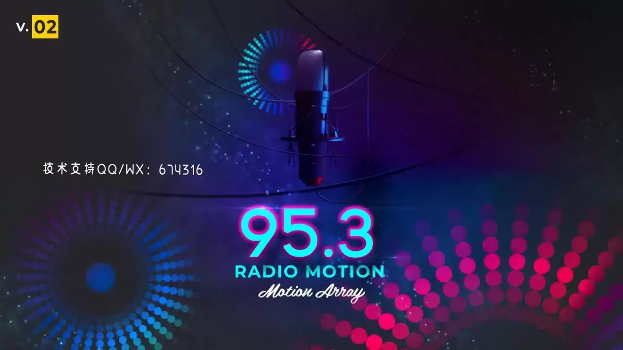 动态收音机调频广播logo动画特效AE模板视频下载