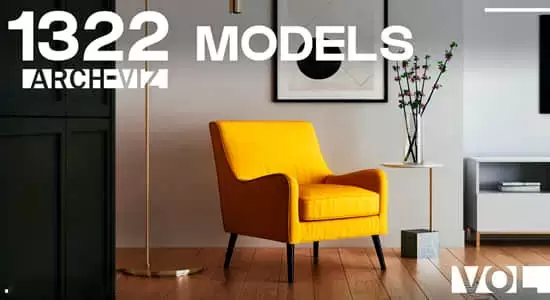 Blender插件-1322个室内家具桌椅板凳沙发床柜子灯具植物3D模型预设