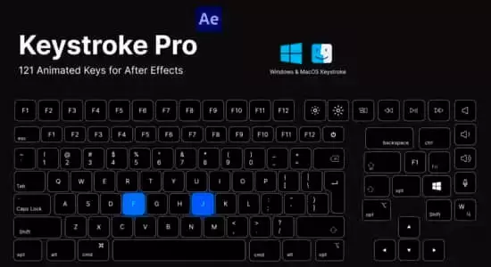 AE模板-虚拟键盘按键快捷键操作动画 Keystroke Pro for After Effects