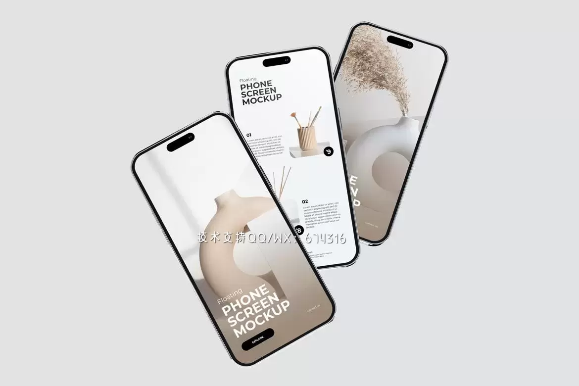 🔴时尚高端浮动手机UI样机展示模型mockups免费下载插图5