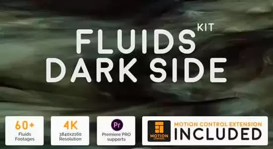 60个黑色背景彩色水墨流体动画4K视频素材 Fluids Dark Side Kit