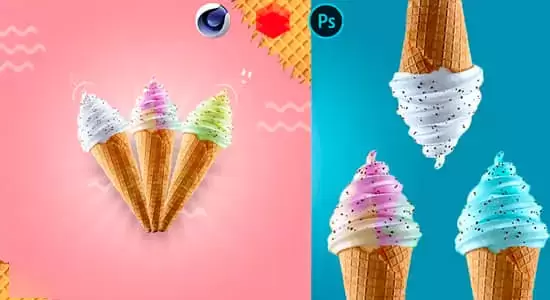 C4D教程-学习制作冰激凌雪糕产品场景建模渲染Cinema 4D Masterclass Creating Ice Cream Product插图