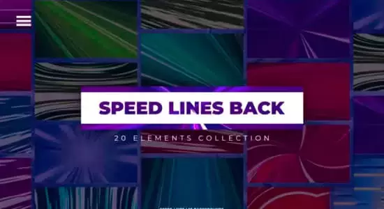 AE/PR模板-20组彩色动漫速度线背景动画 Speed Lines Backgrounds插图