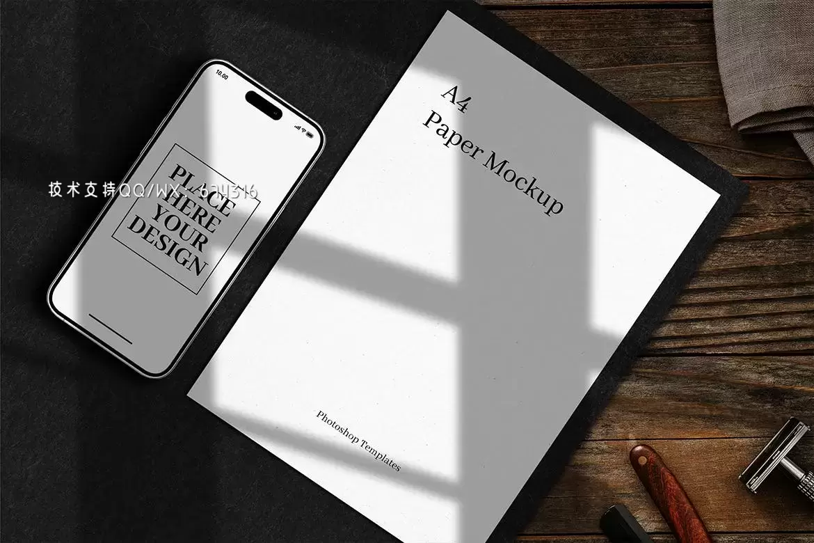 🔴带有文具模型的iPhone 14 APP UI样机展示模型mockups免费下载插图2