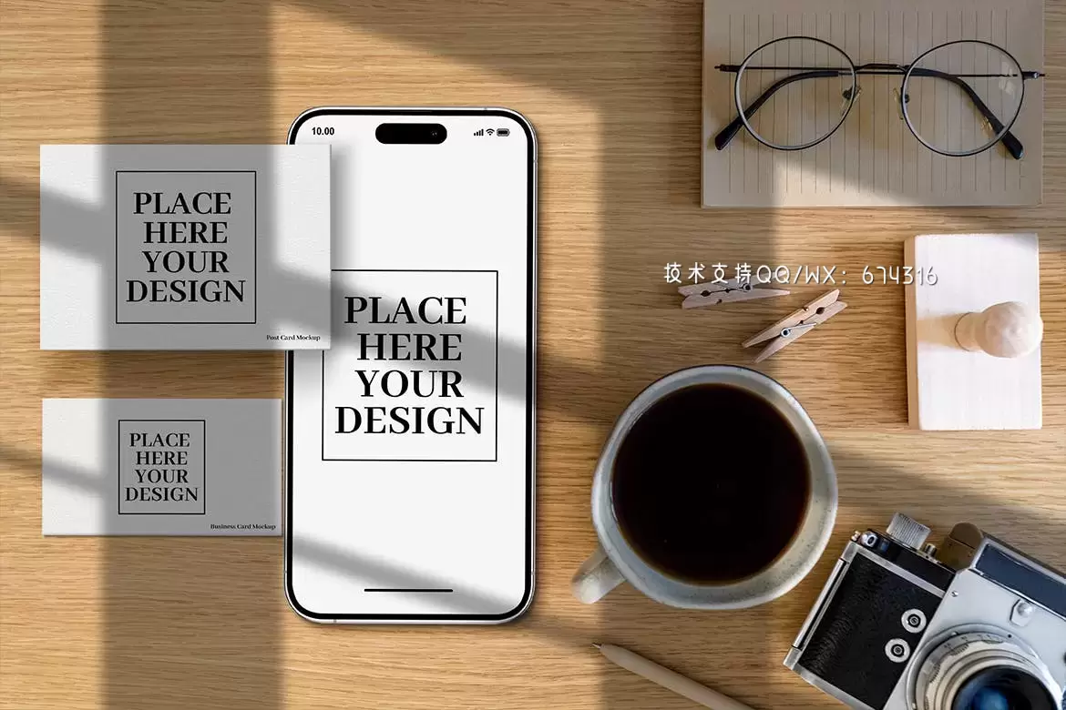 🔴带有文具模型的iPhone 14 APP UI样机展示模型mockups免费下载插图3