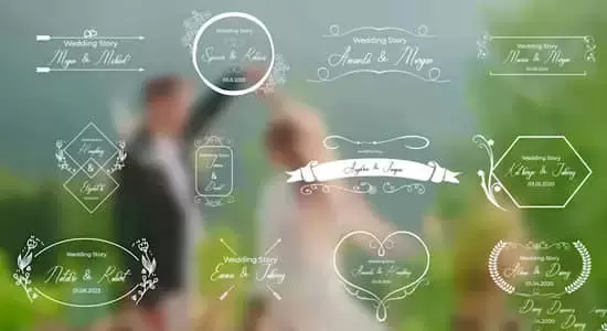 AE/PR模板-12组浪漫小清新爱情婚礼文字标题动画 Wedding Titles