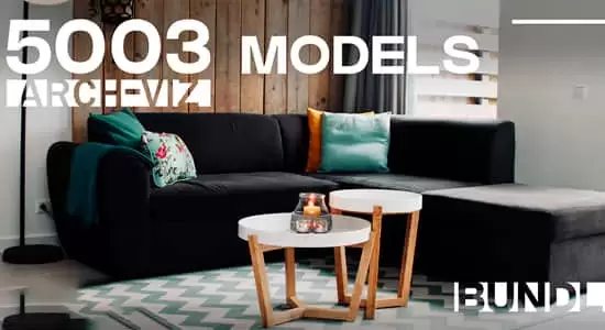 Blender插件-四套5003个室内家具桌椅板凳沙发床柜子灯具植物3D模型预设