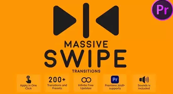 PR模板-200种动态模糊滑动拉伸无缝转场预设 Massive Swipe Transitions插图