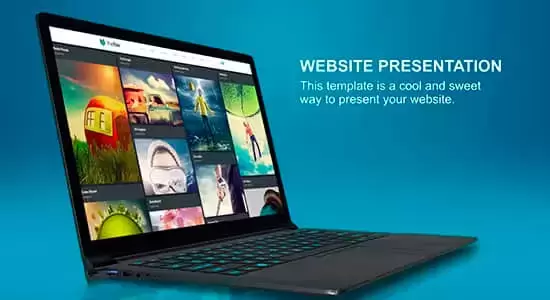 三维场景笔记本电脑网站页面介绍展示动画AE模板 Website Presentation 3D Laptop插图