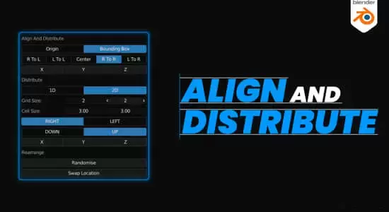 多个模型自动对齐分布Blender插件 Align And Distribute v2.0.0插图