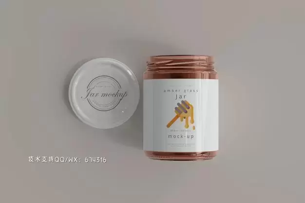 蜂蜜罐包装设计样机模板[psd]免费下载插图