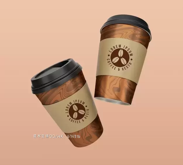 浮动效果外带咖啡纸杯品牌设计样机[PSD]免费下载