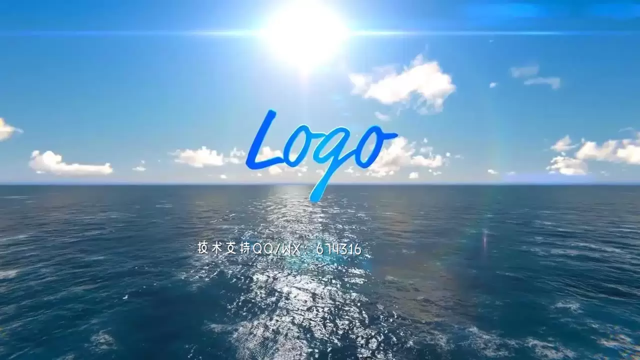 具有明亮动态的动画海洋场景的优雅标志ae模板视频下载(含音频)