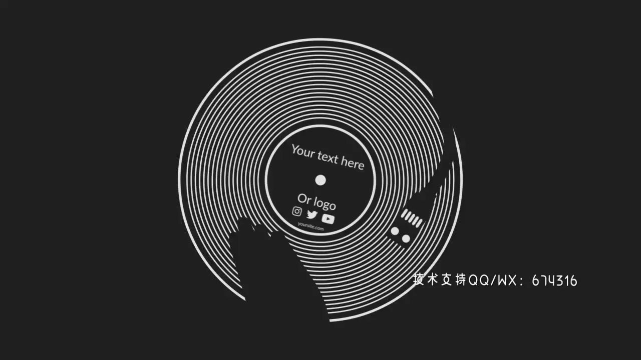 干净创意的黑胶唱片移除展示LOGO标志AE模板视频下载(含音频)插图