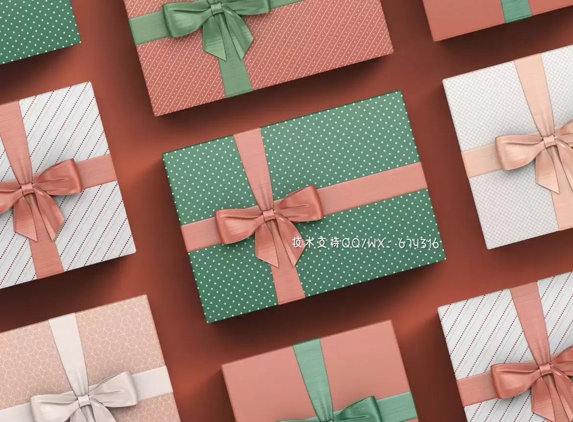 时尚高端清新的高品质新年礼物盒子包装设计VI样机展示模型mockups免费下载插图9