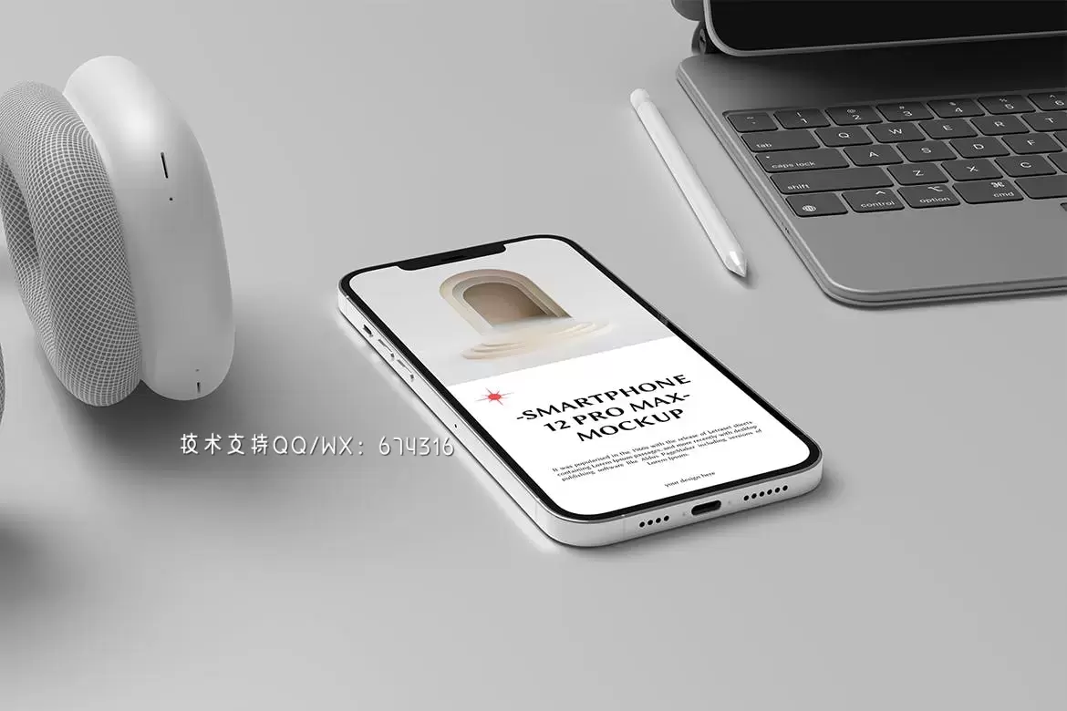 高品质的逼真质感iPhone 12 APP UI样机展示模型mockups免费下载插图1