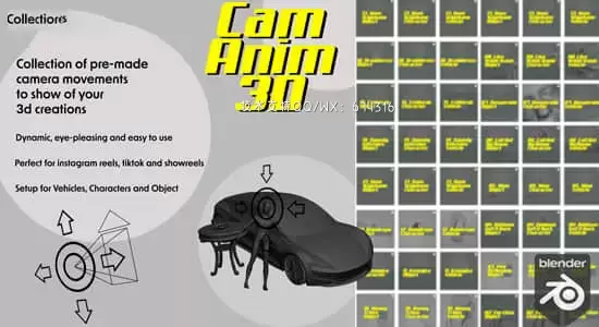 100组三维摄像机动画资产Blender预设 Cam Anim 3D插图