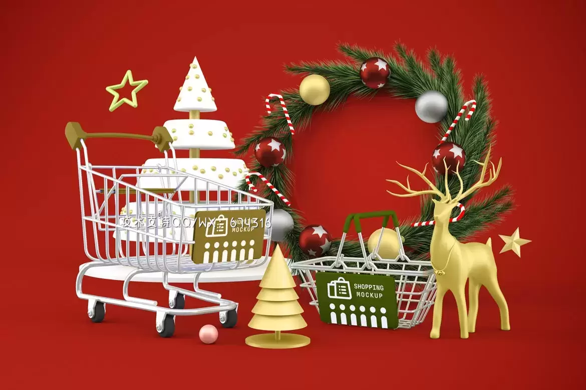 时尚好用的新年圣诞节场景VI设计样机展示模型mockups免费下载插图4