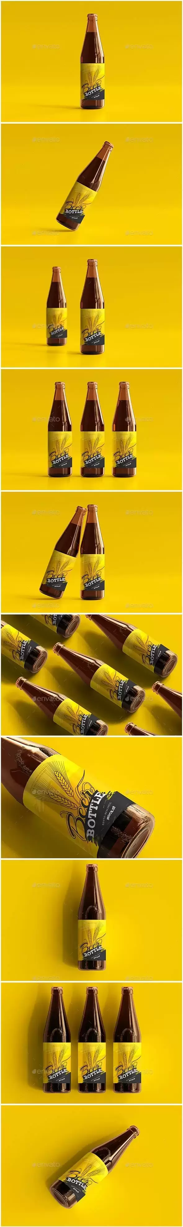 啤酒玻璃瓶品牌包装设计样机 (psd)免费下载