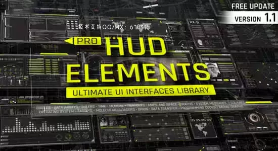 AE模板-未来科技感专业屏幕界面图形元素HUD动画包 Pro HUD Elements Pack