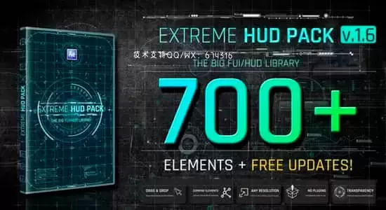 AE模板-700组信息图形HUD界面元素动画包 Extreme HUD Pack V1.6插图